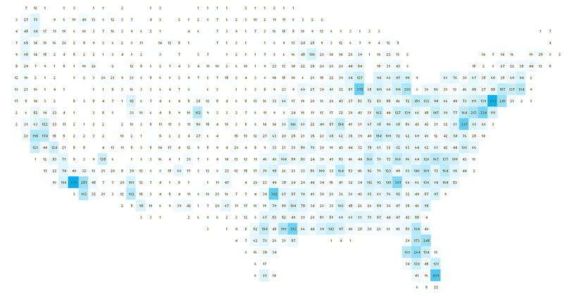 US Map Simulated in Excel.